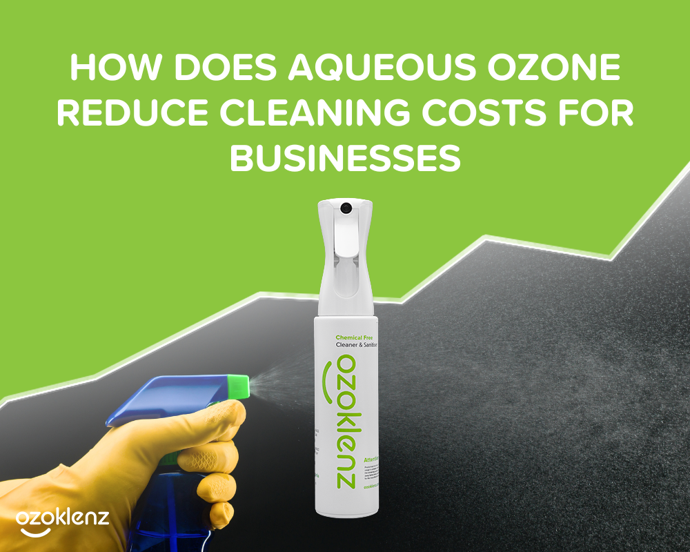 How does aqueous ozone reduce cleaning costs for businesses